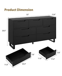 gaomon 7 Drawer Dresser for Bedroom, 55" Wide Freestanding Wooden Storage Chest Living Room
