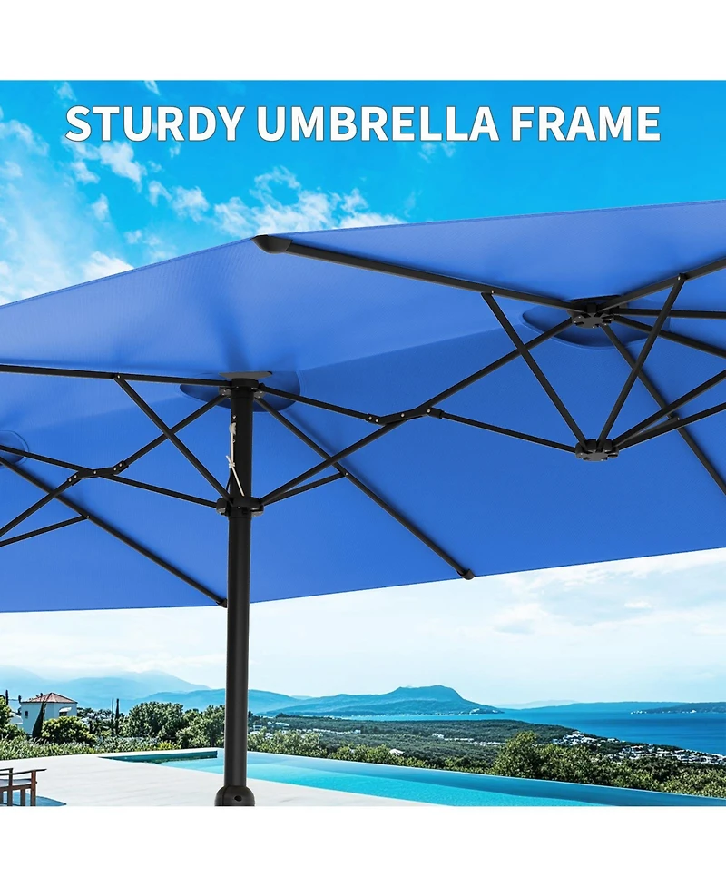 gaomon Large Outdoor 15FT Double-Sided Rectangular Patio Umbrella with Base for Pool, Lawn