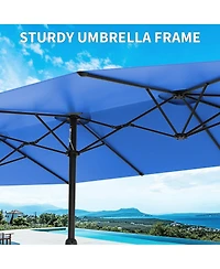 gaomon Large Outdoor 15FT Double-Sided Rectangular Patio Umbrella with Base for Pool, Lawn