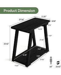 Tribesigns Solid Wood End Table Set of 2, 2-Tier Narrow Side Table for Living Room, Bedroom, Easy Assembly