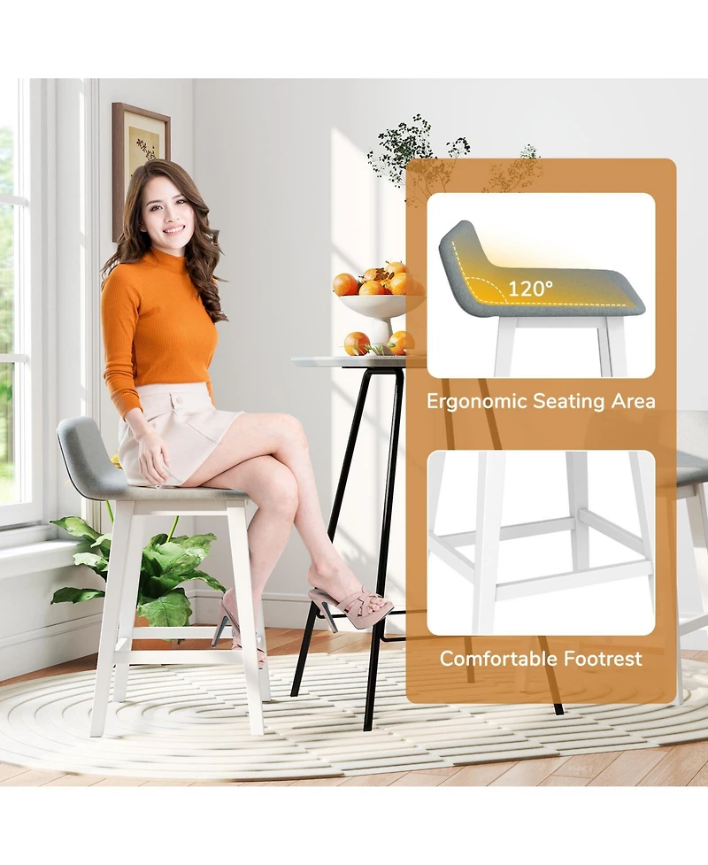 Slickblue Set of 2 Counter Height Bar Stools with Low Back Support, Kitchen Island Pub Chairs