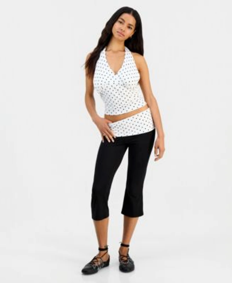 Just Polly Cropped Halter Top Fold Over Leggings