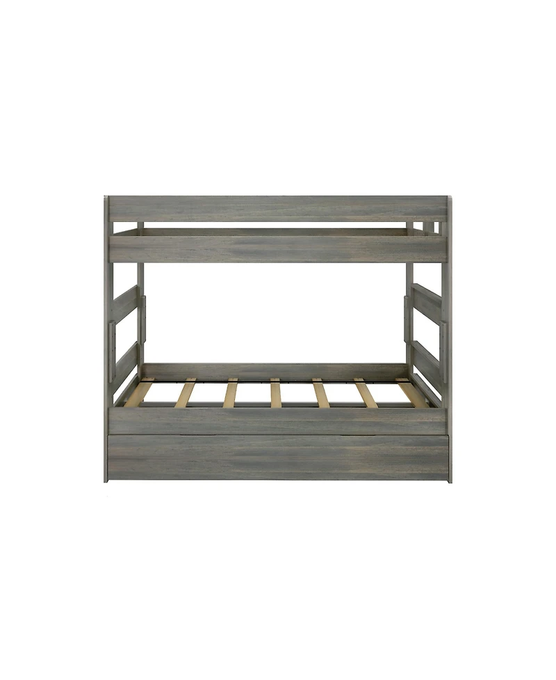 Max and Lily Solid Wood Modern Farmhouse Twin over Bunk Bed with Trundle