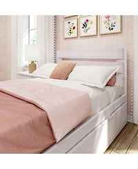 Max and Lily Full Bed Frame, Farmhouse Solid Wood Platform with Headboard Trundle