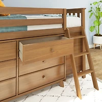Max & Lily Twin-Size Low Loft with Pull-Out Desk and 3-Drawer Dressers