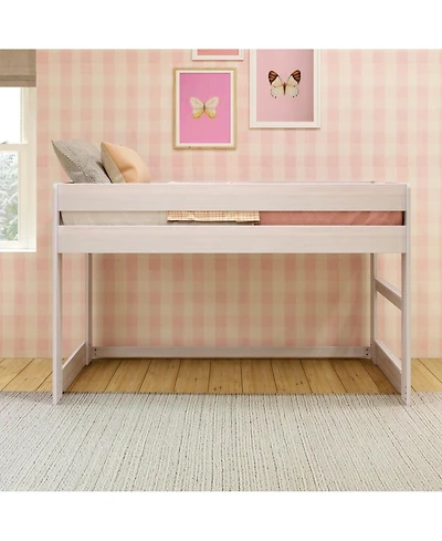 Max and Lily Farmhouse Twin Low Loft Bed, White Wash