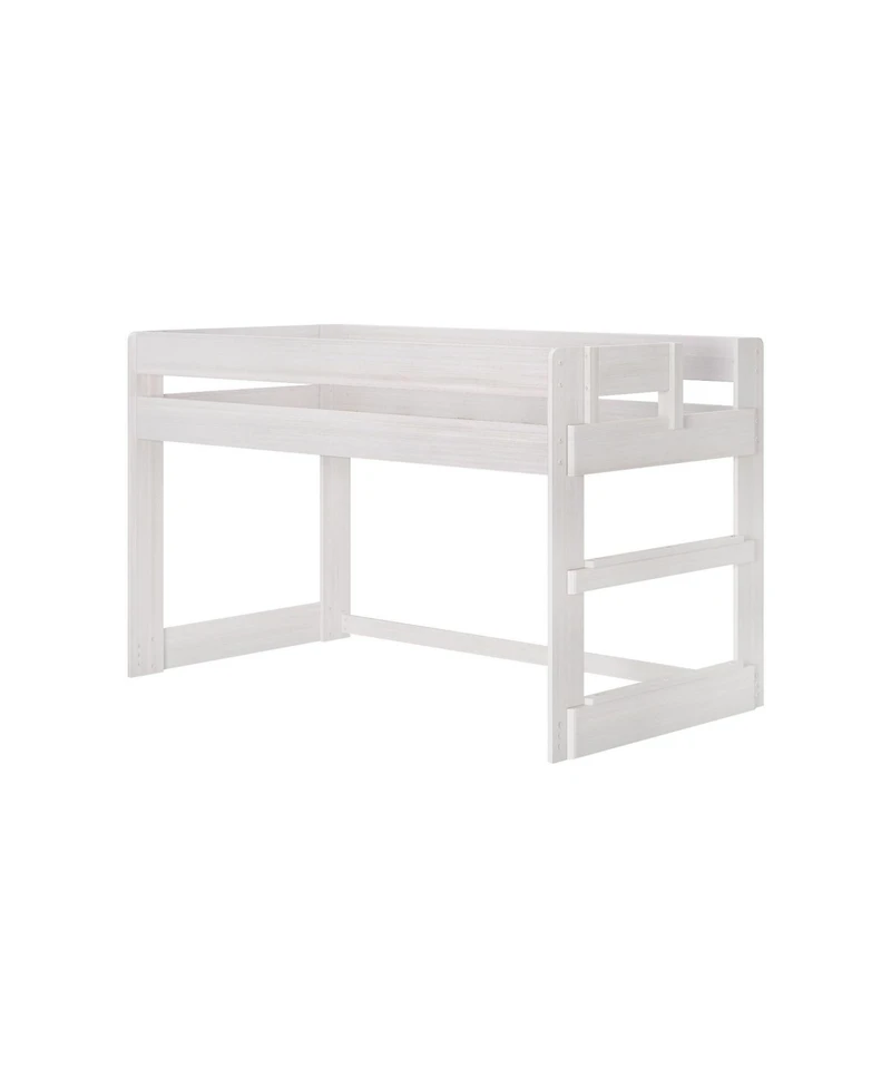 Max and Lily Farmhouse Twin Low Loft Bed, White Wash