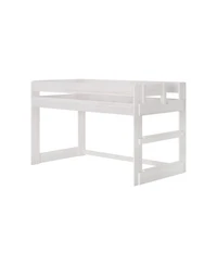 Max and Lily Farmhouse Twin Low Loft Bed, White Wash