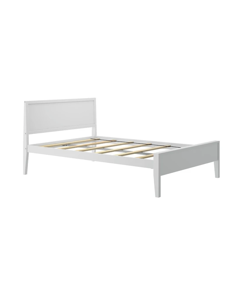 Max and Lily Full Bed Frame with Headboard, Solid Wood Platform for Kids, Pecan