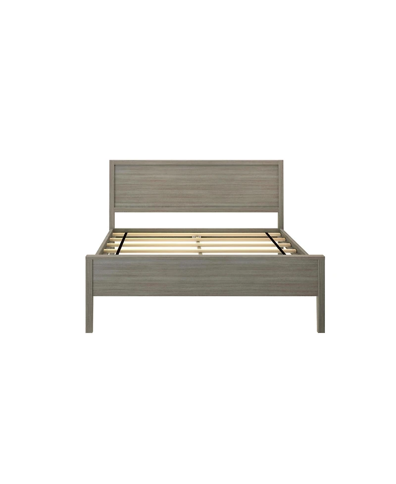 Max and Lily Full Bed Frame with Headboard, Solid Wood Platform for Kids, Pecan