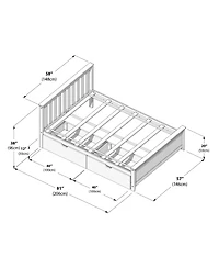Max and Lily Full Bed Frame with Storage Drawers, Solid Wood Platform for Kids