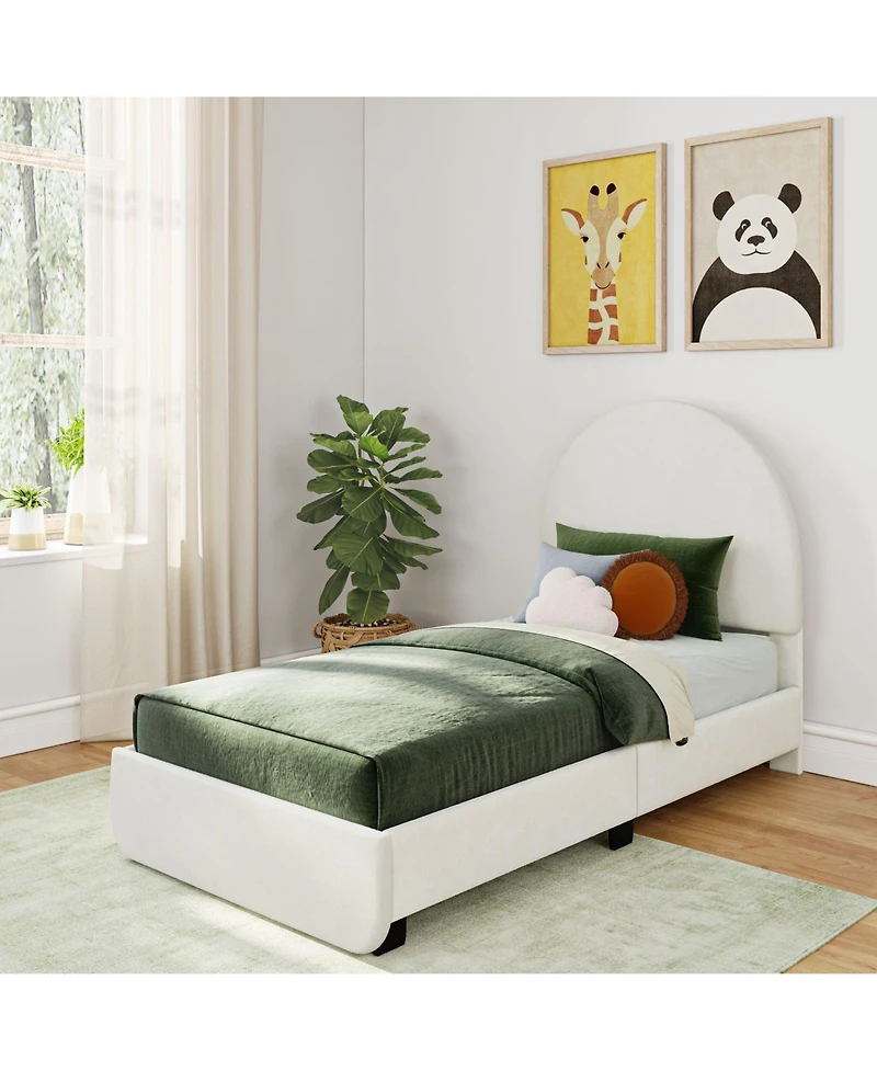 Max and Lily Upholstered Bed with Arch Headboard (Twin