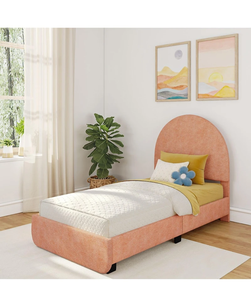 Max and Lily Upholstered Bed with Arch Headboard (Twin