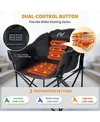 Aboron Oversized Heated Camping Chair - Portable Folding Moon Saucer with 3 Heat Levels for Outdoor Patio and Lounge