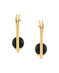 Macy's Onyx (5mm) Hoop Earrings in 10k Yellow Gold