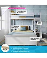 Max and Lily Solid wood L-Shaped Bunk Bed, Twin over Full with Bookcase for Kids, Clay