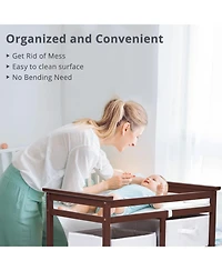 gaomon Wooden Baby Changing Table, Infant Diaper Station Dresser with Laundry Hamper, 3 Drawer Basket and Pad