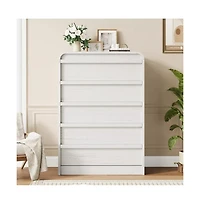 gaomon Arched 5 Drawer Wood Dresser with Curved Profile, Modern Storage Chest