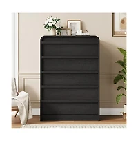gaomon Arched 5 Drawer Wood Dresser with Curved Profile, Modern Storage Chest