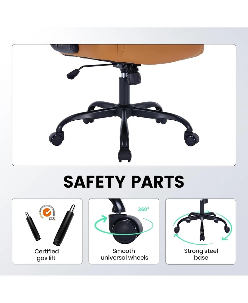 gaomon Ergonomic Executive Office Chair, Heavy Duty 350 Lbs Weight Capacity, Pu Leather with Lumbar Support and Turn-Up Arms, for Home Office
