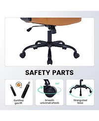 gaomon Ergonomic Executive Office Chair, Heavy Duty 350 Lbs Weight Capacity, Pu Leather with Lumbar Support and Turn-Up Arms, for Home Office