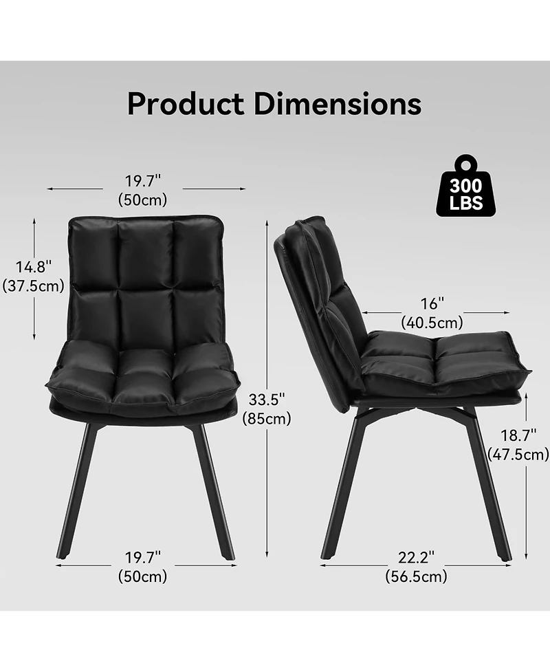 Sailvan Swivel Dining Chairs, Upholstered Leather Room Kitchen Chairs with Double-Layer Foam
