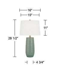 360 Lighting Kerry 28 1/2" High Green Stripes Ceramic Table Lamp with Dimmer