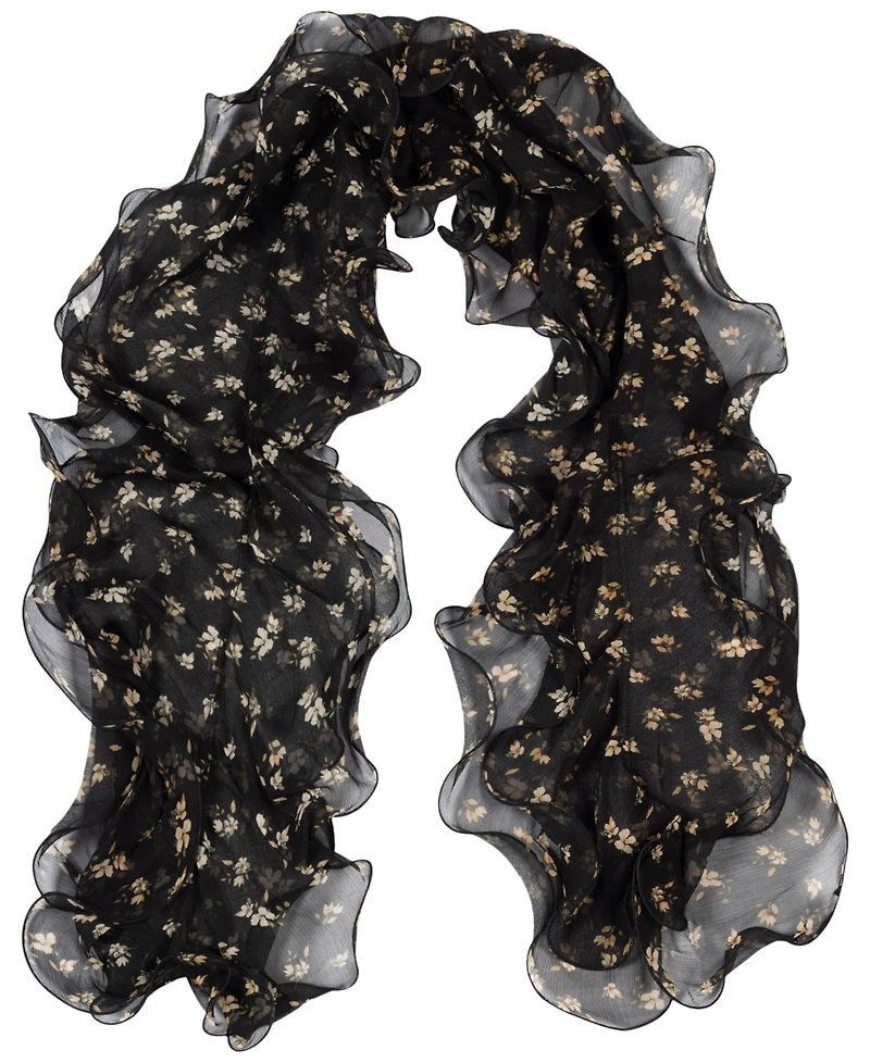 Lauren Ralph Floral Double Ruffle Scarf
