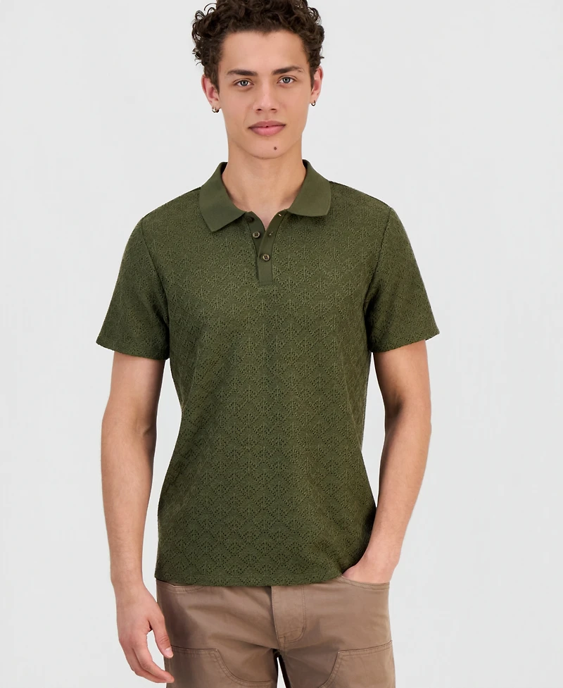 Guess Men's Logan Short Sleeve Knit Polo Shirt