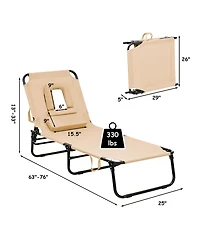 Gymax Folding Chaise Lounge Chair Bed Adjustable Beach Patio Camping Recliner