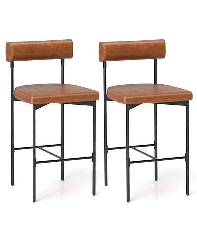 Slickblue 26 Inch Upholstered Bar Stool Set 2 Pack Counter Height with Backrest