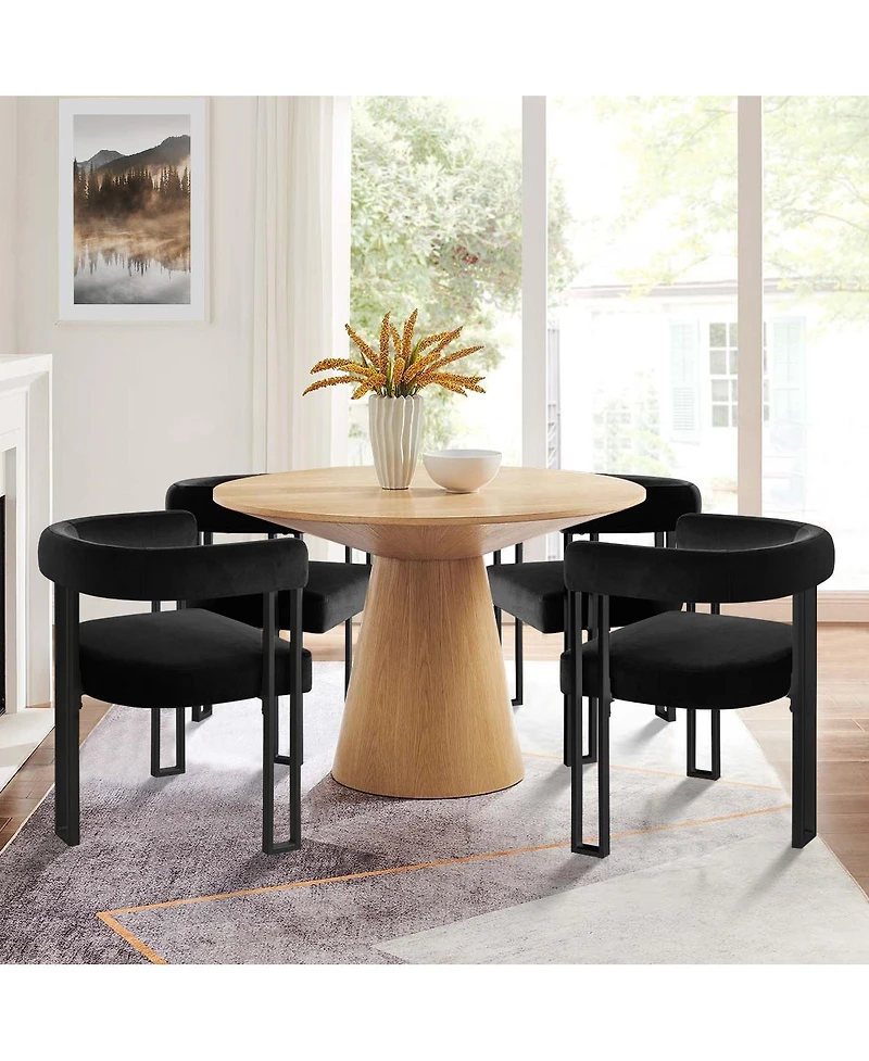 Maison Boucle Velvet Dining Chairs Set of 2, Modern Armchairs, Metal Legs