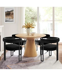 Maison Boucle Velvet Dining Chairs Set of 2, Modern Armchairs, Metal Legs