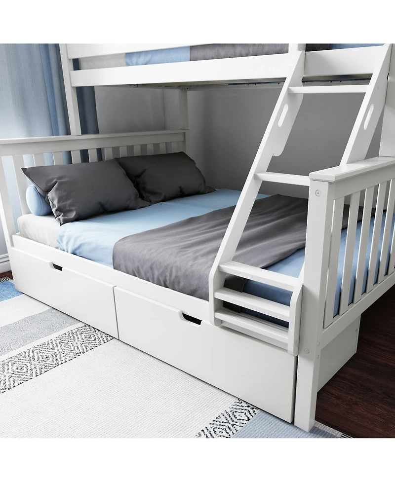 Max and Lily Bunk Bed, Twin Xl-Over-Queen Bed Frame for Kids with Storage Drawers, Clay