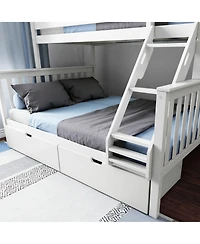 Max and Lily Bunk Bed, Twin Xl-Over-Queen Bed Frame for Kids with Storage Drawers, Clay
