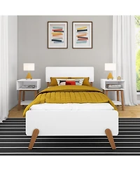 Max and Lily Mid-Century Modern Twin Platform Bed for Kids, Solid Wood