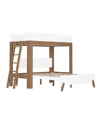 Max & Lily Mid-Century Modern L-Shaped Twin Over Queen Bunk Bed With Ladder on End