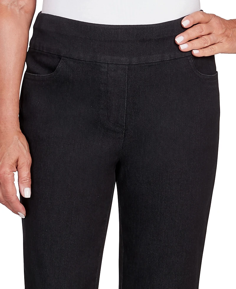 Alfred Dunner Women's Classic Super Stretch Denim Fringe Capri Pants