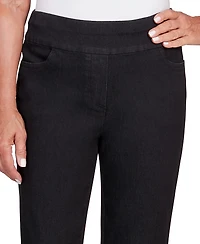 Alfred Dunner Women's Classic Super Stretch Denim Fringe Capri Pants