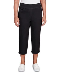 Alfred Dunner Women's Classic Super Stretch Denim Fringe Capri Pants