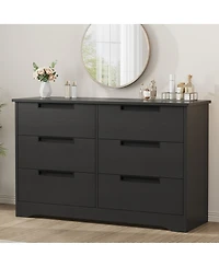 gaomon Modern 6 Drawer Dresser with Embedded Handles, Wooden Storage Organizer for Bedroom