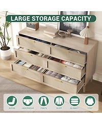 gaomon Drawer Dresser for Bedroom, Rattan Dresser with Metal Handles
