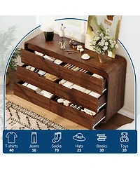 gaomon 47" Wide 6 Drawer Wood Dresser with Handleless and Detachable Legs, Modern Storage Chest