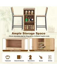 Slickblue 3 Piece Bar Table Set with Chairs, Storage Shelves and Footrests