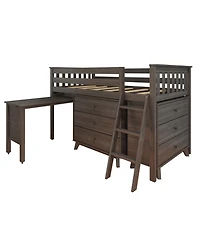 Max & Lily Twin-Size Low Loft with Pull-Out Desk and 3-Drawer Dressers