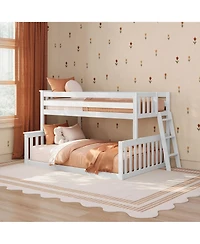 Max and Lily Twin over Full Low Bunk Bed with Ladder on End For Kids