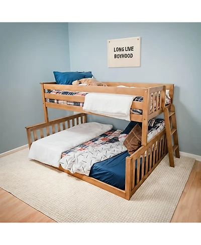 Max and Lily Twin over Full Low Bunk Bed with Ladder on End For Kids