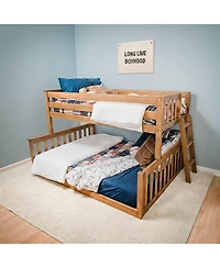 Max and Lily Twin over Full Low Bunk Bed with Ladder on End For Kids