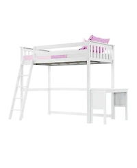 Max & Lily High Loft Bed With Ladder on End and Desk