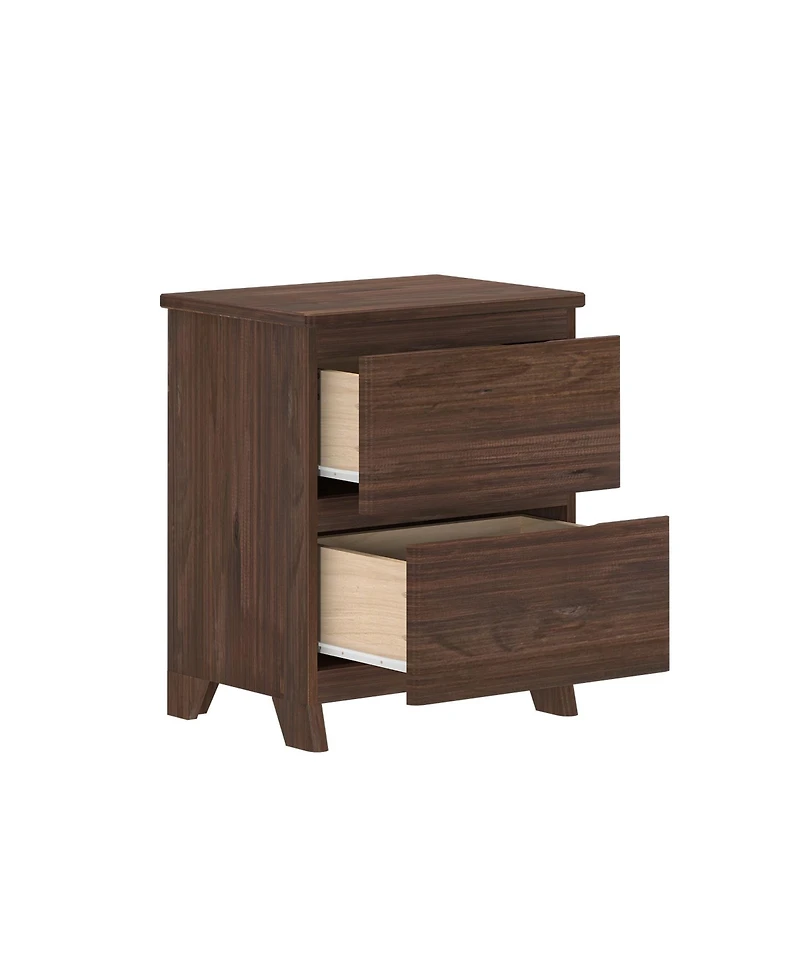 Max & Lily Solid Wood Farmhouse Nightstand with 2 Drawers